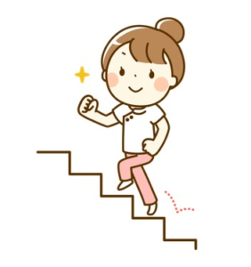 階段を上る女性